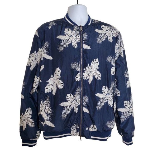 Sovereign Code Satin Nylon Full Zip Bomber Windbreaker Jacket Mens Large - Picture 2 of 16